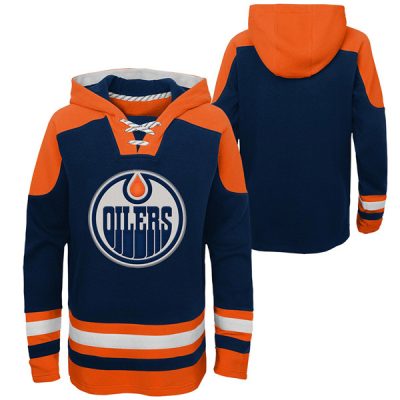 Edmonton Oilers Blank Navy Ageless Lace-Up Pullover Hoodie