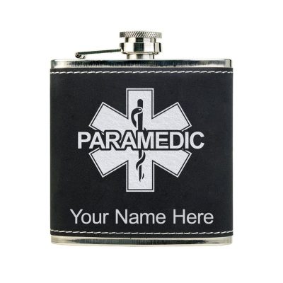 Faux Leather Flask Paramedic Personalized Engraving Included