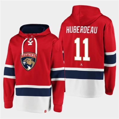Florida Panthers #11 Jonathan Huberdeau Red Ageless Lace-Up Pullover Hoodie