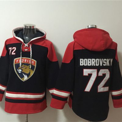 Florida Panthers #72 Sergei Bobrovsky Black/Red Lace-Up Pullover Hoodie