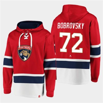 Florida Panthers #72 Sergei Bobrovsky Red Ageless Lace-Up Pullover Hoodie