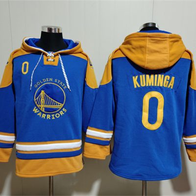 Golden State Warriors #0 J. Kuminga Blue/Yellow Lace-Up Pullover Hoodie