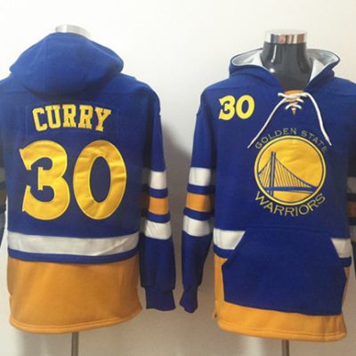Golden State Warriors #30 Stephen Curry Royal Lace-Up Pullover Hoodie