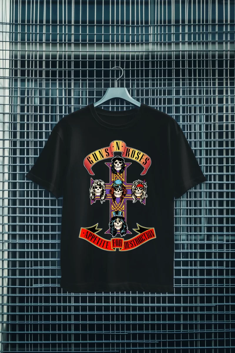 Guns N' Roses Appetite For Destruction Floral Cross T-Shirt