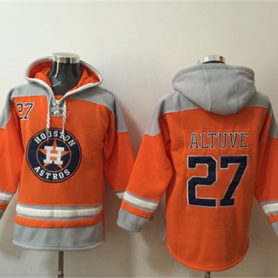 Houston Astros #27 Jose Altuve Orange Ageless Lace-Up Pullover Hoodie