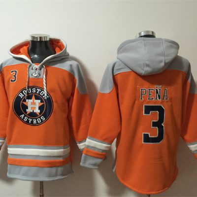 Houston Astros #3 Jeremy Pena Orange Ageless Lace-Up Pullover Hoodie