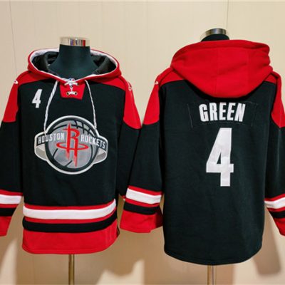 Houston Rockets #4 Jalen Green Black/Red Lace-Up Pullover Hoodie