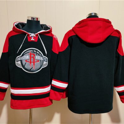 Houston Rockets Blank Black/Red Lace-Up Pullover Hoodie