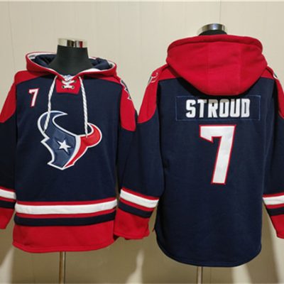 Houston Texans #7 C.J. Stroud Navy Ageless Lace-Up Pullover Hoodie