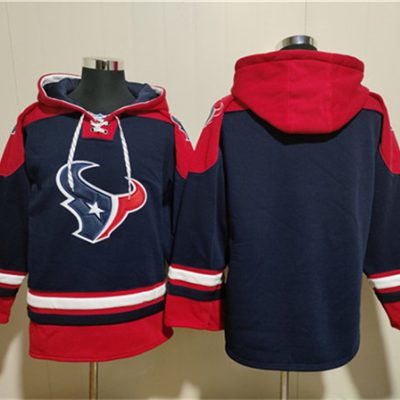 Houston Texans Blank Navy Ageless Lace-Up Pullover Hoodie