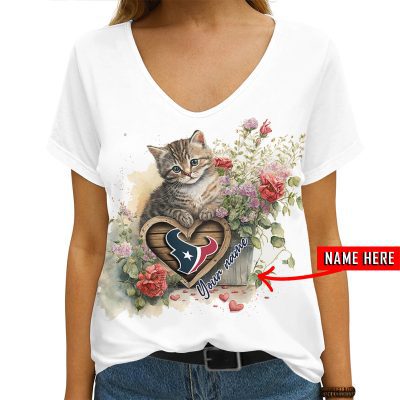 Houston Texans Personalized V-neck Women T-shirt  VNT1182
