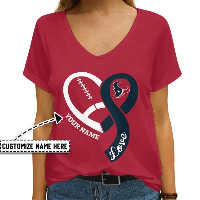 Houston Texans Personalized V-neck Women T-shirt  VNT1187