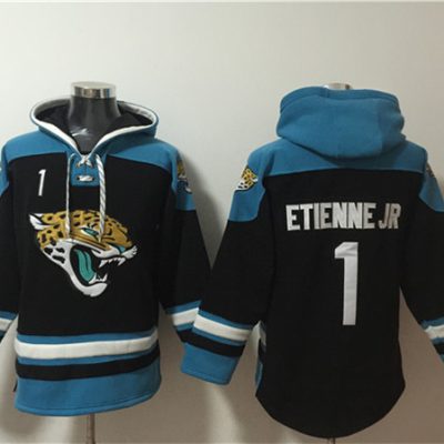 Jacksonville Jaguars #1 Travis Etienne Jr. Black Ageless Lace-Up Pullover Hoodie