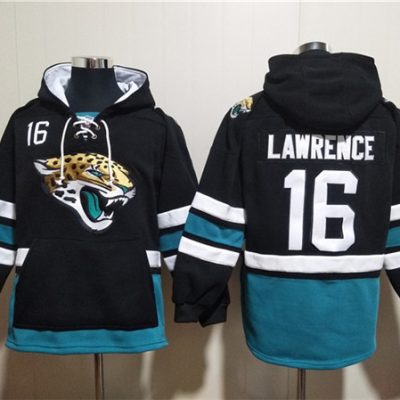 Jacksonville Jaguars #16 Trevor Lawrence Black Ageless Lace-Up Pullover Hoodie