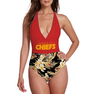 Kansas City Chiefs Halter Neck One Piece Swimsuit HNS1023