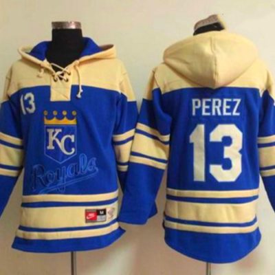Kansas City Royals #13 Salvador Perez Ageless Lace-Up Pullover Hoodie