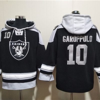Las Vegas Raiders #10 Jimmy Garoppolo Black Ageless Lace-Up Pullover Hoodie