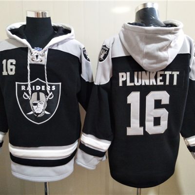Las Vegas Raiders #16 Jim Plunkett Ageless Lace-Up Pullover Hoodie