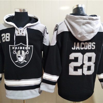 Las Vegas Raiders #28 Josh Jacobs Ageless Lace-Up Pullover Hoodie