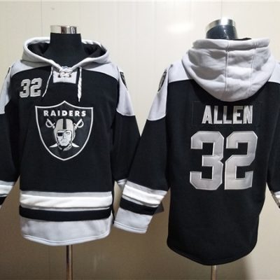 Las Vegas Raiders #32 Marcus Allen Black Ageless Lace-Up Pullover Hoodie