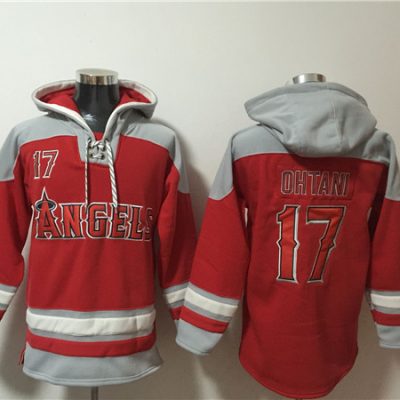 Los Angeles Angels #17 Shohei Ohtani Red Ageless Lace-Up Pullover Hoodie