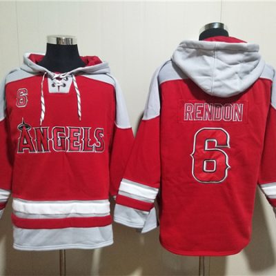 Los Angeles Angels #6 Anthony Rendon Red Ageless Lace-Up Pullover Hoodie