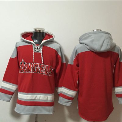 Los Angeles Angels Blank Red Ageless Lace-Up Pullover Hoodie