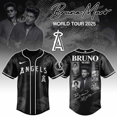 Los Angeles Angels MLB x Bruno Mars at Park MGM Personalized Baseball Jersey For Fans