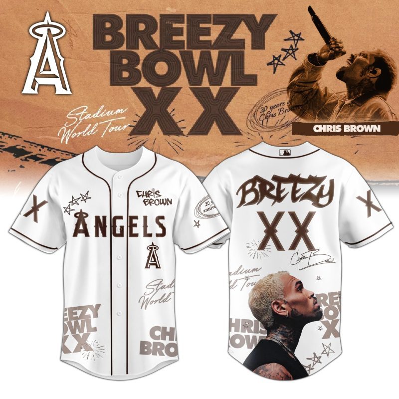 Los Angeles Angels MLB x Chris Brown Breezy Bowl XX Stadium World Tour Personalized Baseball Jersey For Fans