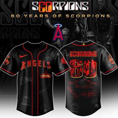 Los Angeles Angels MLB x Scorpions 60th Anniversary Tour Personalized Baseball Jersey For Fans