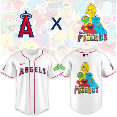 Los Angeles Angels MLB x Sesame Street Night Personalized Baseball Jersey For Fans