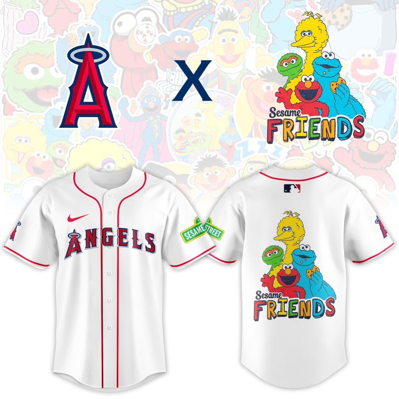Los Angeles Angels MLB x Sesame Street Night Personalized Baseball Jersey For Fans