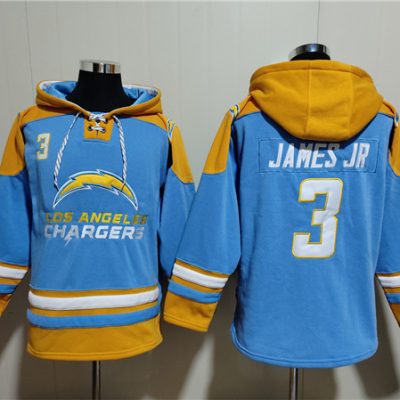 Los Angeles Chargers #3 Derwin James Jr. Blue Ageless Lace-Up Pullover Hoodie