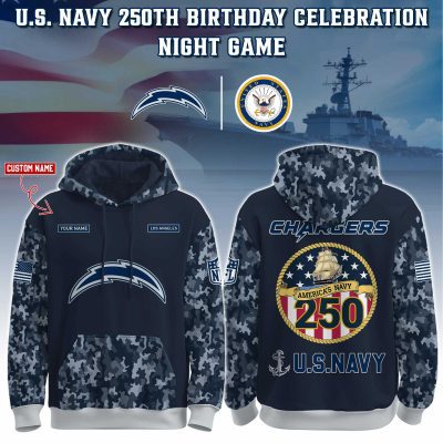 Los Angeles Chargers Navy 250th Birthday Unisex Performance Hoodie