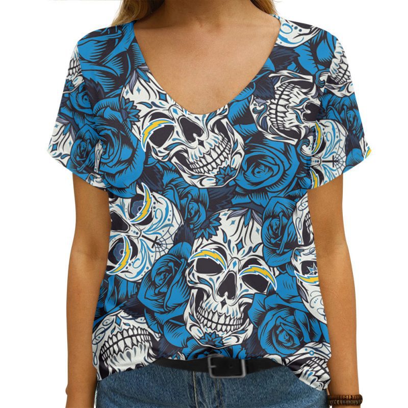 Los Angeles Chargers Summer V-neck Women T-shirt VNT1267