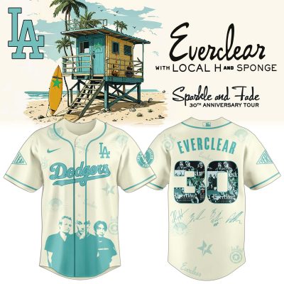 Los Angeles Dodgers MLB x Everclear 30th Anniversary Tour Personalized Baseball Jersey For Fans