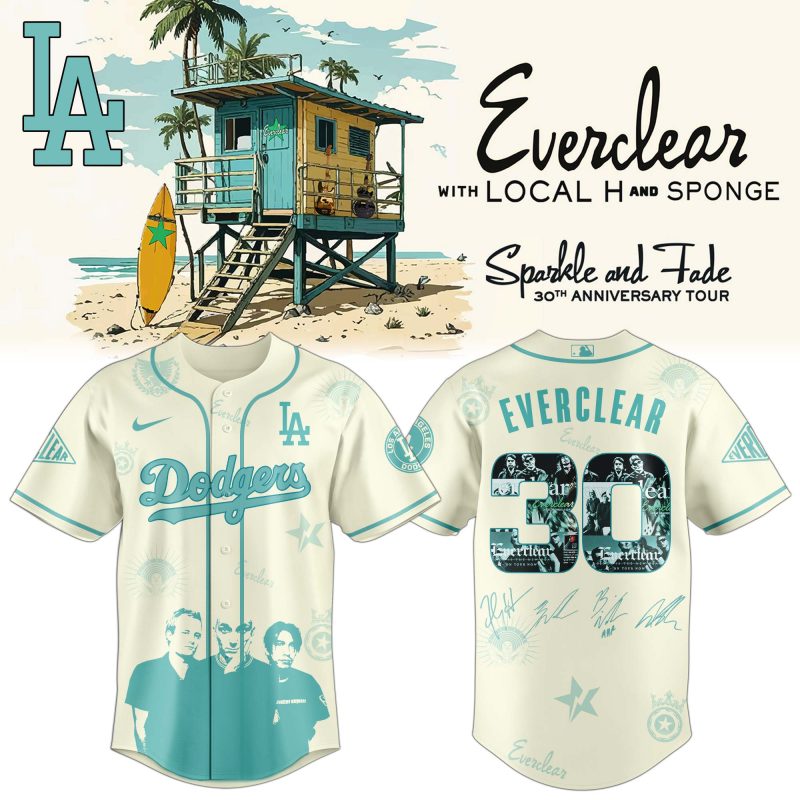Los Angeles Dodgers MLB x Everclear 30th Anniversary Tour Personalized Baseball Jersey For Fans