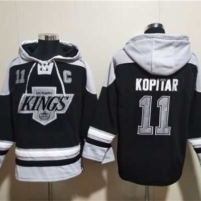 Los Angeles Kings #11 Anze Kopitar Black Ageless Lace-Up Pullover Hoodie