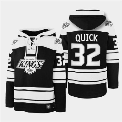 Los Angeles Kings #32 Jonathan Quick Black Ageless Lace-Up Pullover Hoodie