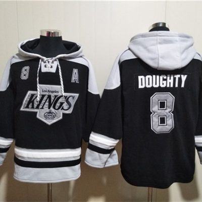 Los Angeles Kings #8 Drew Doughty Black Ageless Lace-Up Pullover Hoodie
