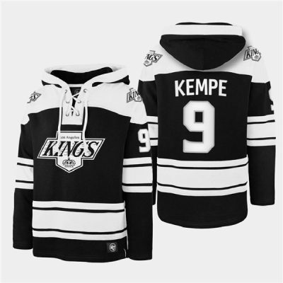 Los Angeles Kings #9 Adrian Kempe Black Ageless Lace-Up Pullover Hoodie
