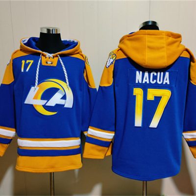 Los Angeles Rams #17 Puka Nacua Blue Ageless Lace-Up Pullover Hoodie