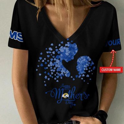 Los Angeles Rams Happy Mother's Day Summer Women V-neck T-shirt  VNT1272