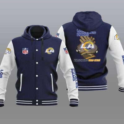 Los Angeles Rams Hooded Button Jacket with Hood - Navy