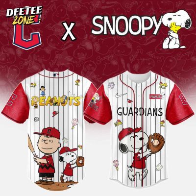 MLB Cleveland Guardians Peanuts 75th Anniversary Baseball Jersey