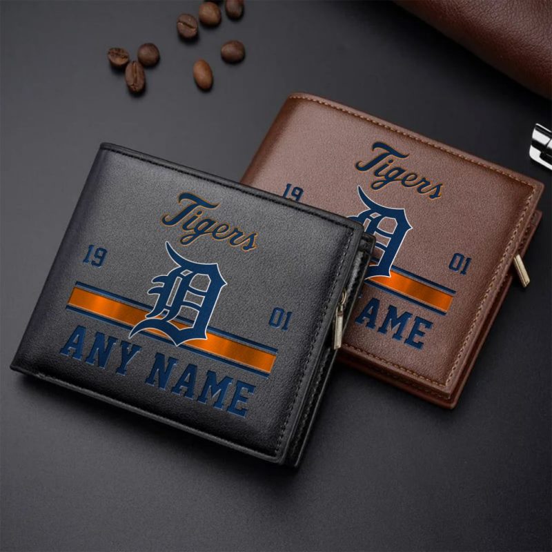 MLB Detroit Tigers Personalized Name Leather Wallet
