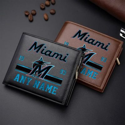 MLB Miami Marlins Personalized Name Leather Wallet
