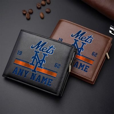 MLB New York Mets Personalized Name Leather Wallet