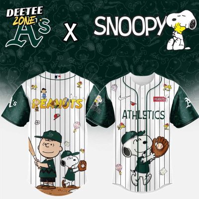 MLB Oakland Athletics Peanuts 75th Anniversary Baseball Jersey