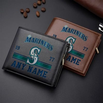 MLB Seattle Mariners Personalized Name Leather Wallet